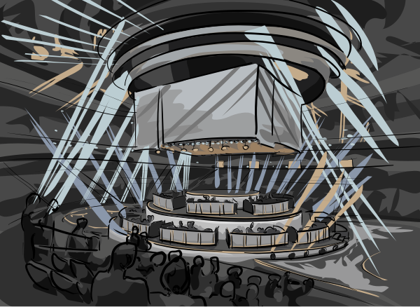 Illustration der PUBG Veranstaltung in Berlin fuer den die MDL Expo GmbH die Halle umgebaut hat